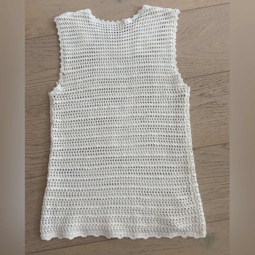 Aritzia Wilfred Peek Cotton Crochet Tank Top XXS Cream - Picture 4 of 9